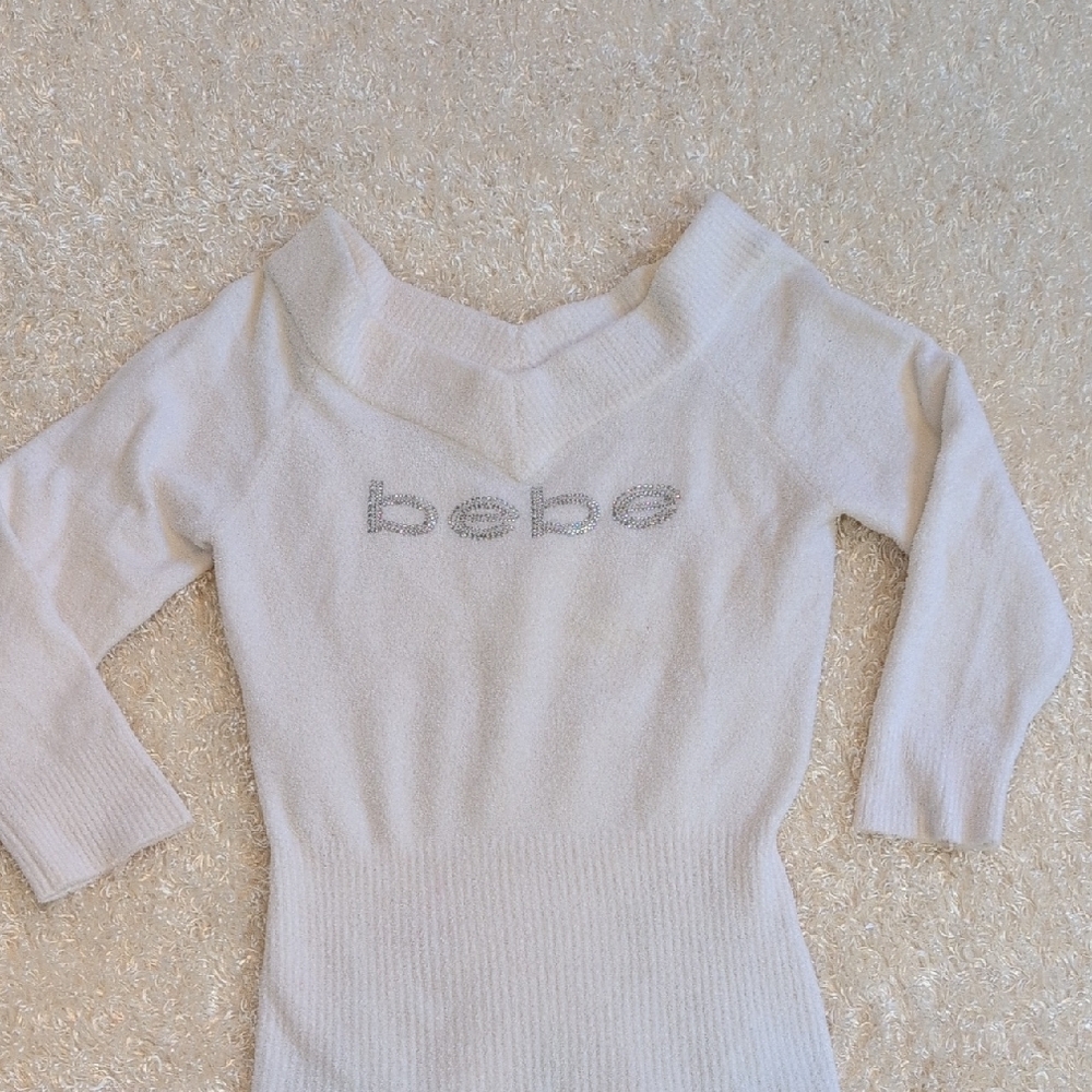 Bebe White Off-Shoulder Sweater Size L